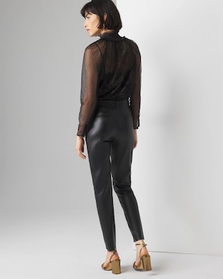 パンツ hype leather trousers Women Flare Faux Leather Pants High Waist Stretch Slit Bell